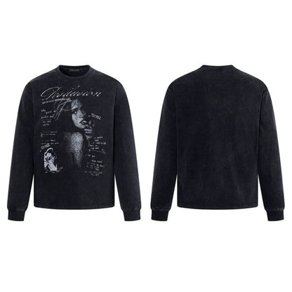 Men's Longsleeve with Vintage Girl Graphic and Used Wash EVA-US