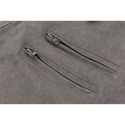 Men's Boxy Canvas Blouson Jacket in Utility Look with Cord Collar and Zip Chest Pockets EVA-US