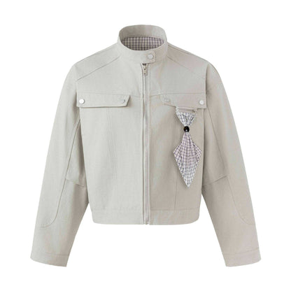 Women's short field-style blouson with stand-up collar, breast pockets, and detachable EVA-US pendant
