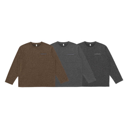 Unisex Oversize-Longsleeve Shirt with Round Neck and Decorative Chest Piping EVA-US