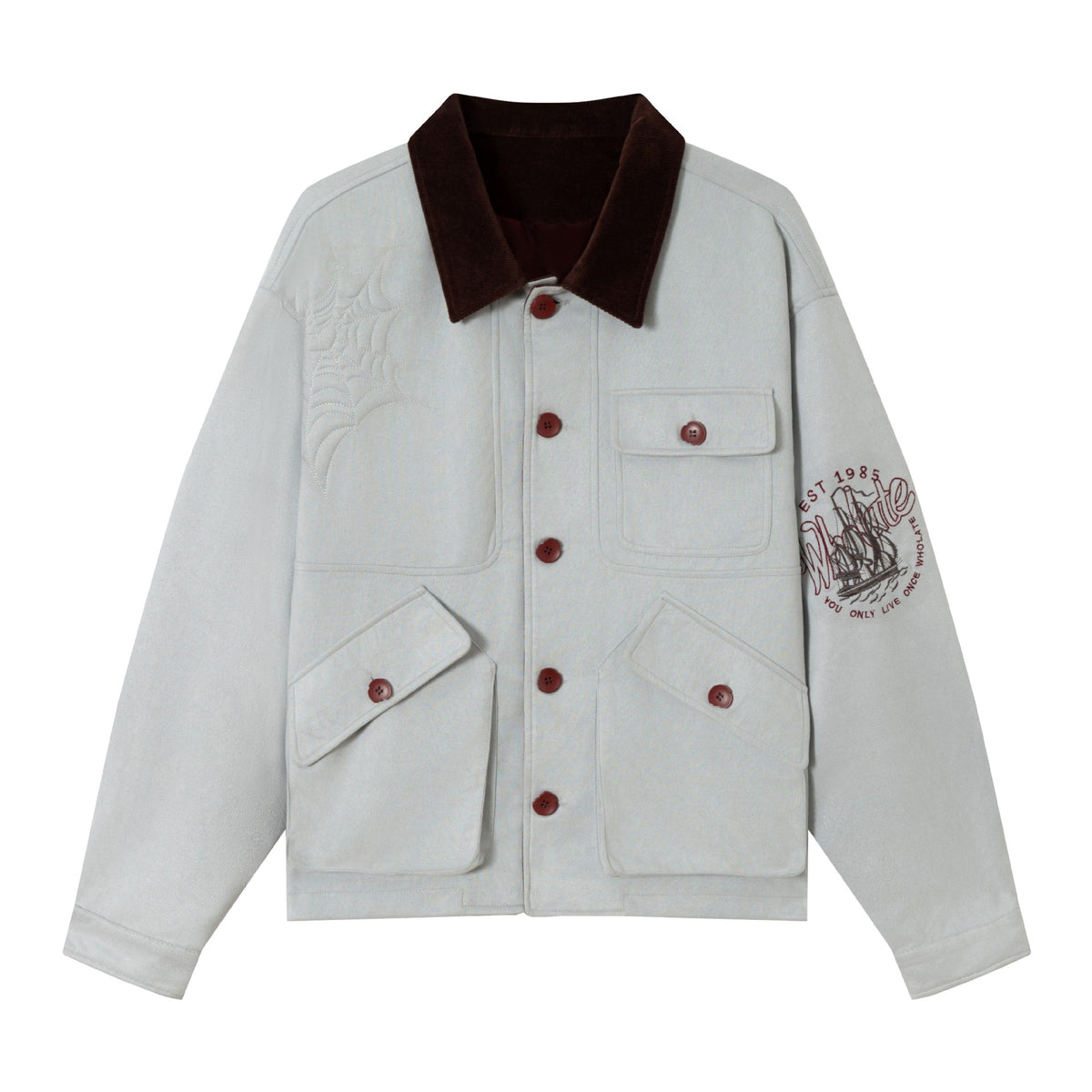 Men's short jacket made of suede look with cord collar and utility pockets EVA-US