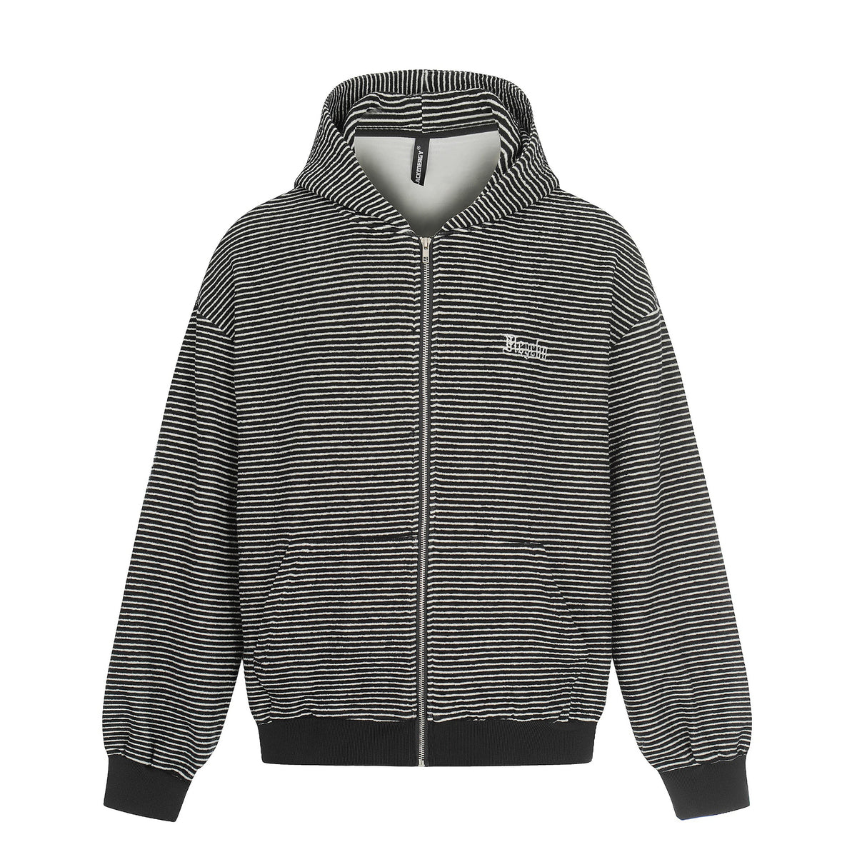 Unisex Striped Zip-Up Hoodie Sweatshirt with Textured Surface EVA-US
