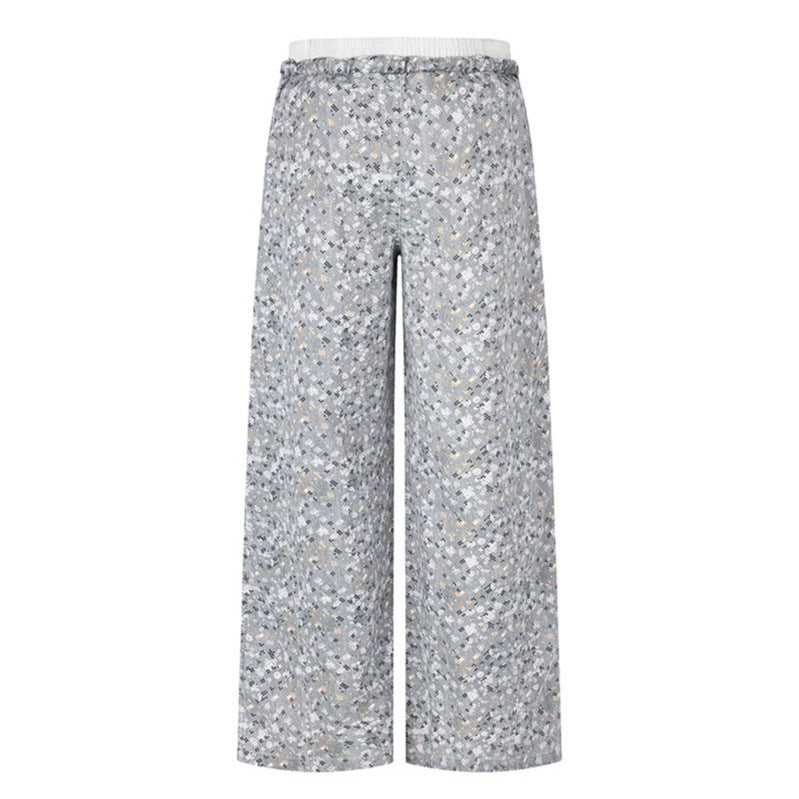 Ladies Palazzo Glitter Pants with Elastic Waistband and Drawstring EVA-US