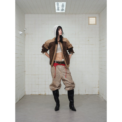 Men's short jacket in boxy-blouson style made of velour and canvas mix with high stand-up collar EVA-US
