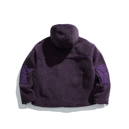 Unisex Insulated Fleece Utility Jacket with Hood and XXL Flap Pockets EVA-US