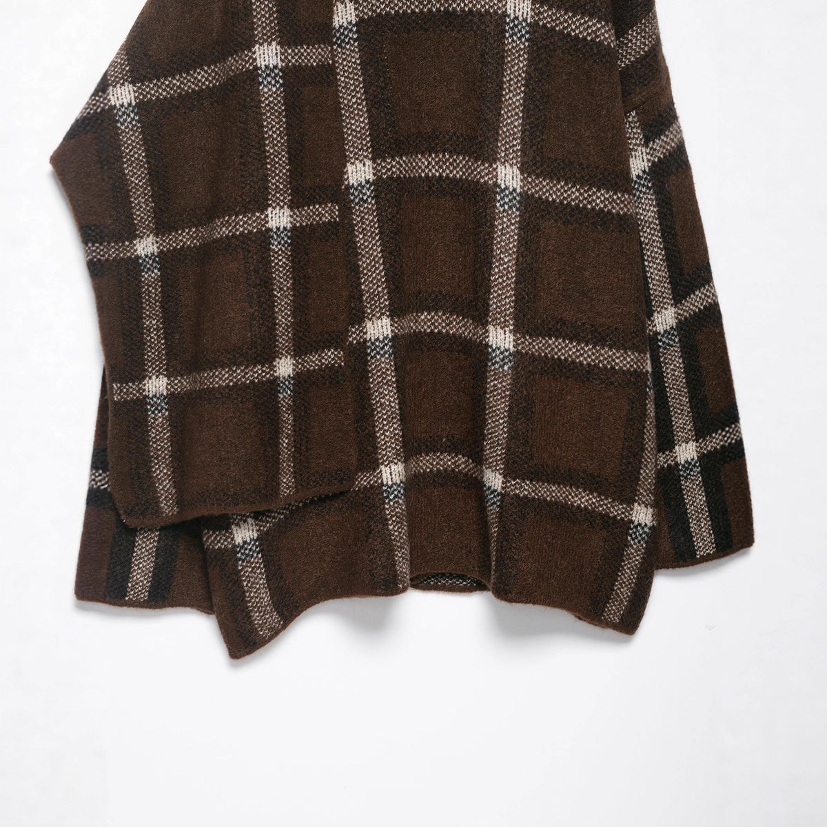 Women Oversized Cape Cardigan with Hood, Patch Pockets and Check Pattern EVA-US