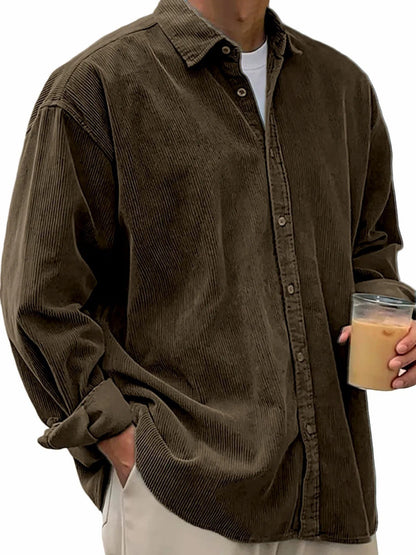 Men's casual cord shirt made of fine corduroy with oversized fit EVA-US
