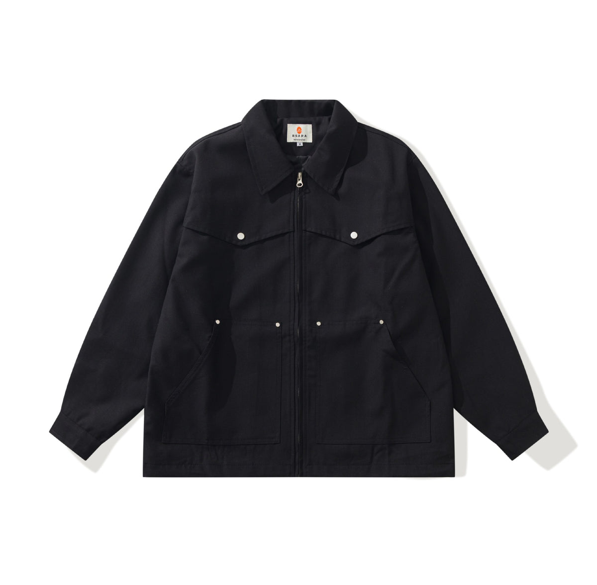 Men's Utility Chore Jacket with Full Zip and Large Flap Pockets EVA-US