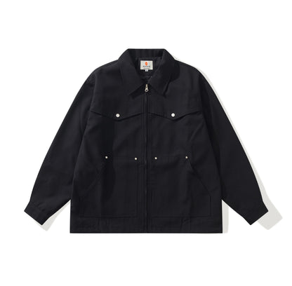Men's Utility Chore Jacket with Full Zip and Large Flap Pockets EVA-US