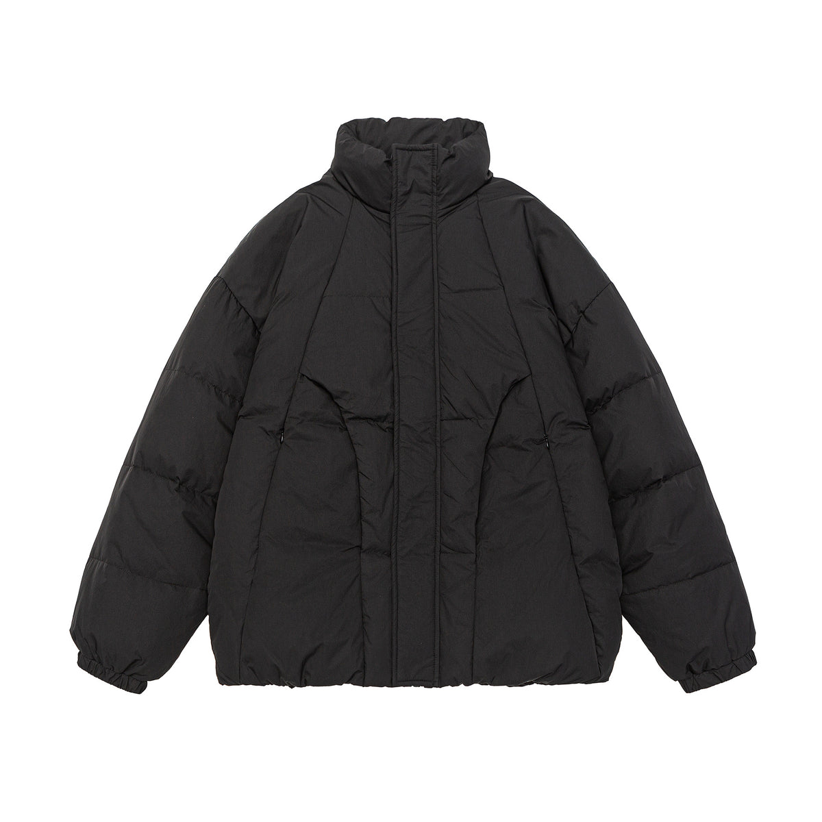 Women's Voluminous Padded Jacket with High Stand Collar and Windproof Front Flap EVA-US