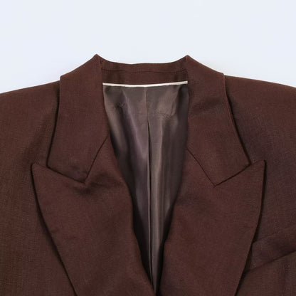 Women's double-breasted linen blazer with peak lapels and flap pockets EVA-US