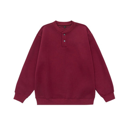 Unisex Loose-fitting sweatshirt with half-button placket and ribbed cuffs EVA-US
