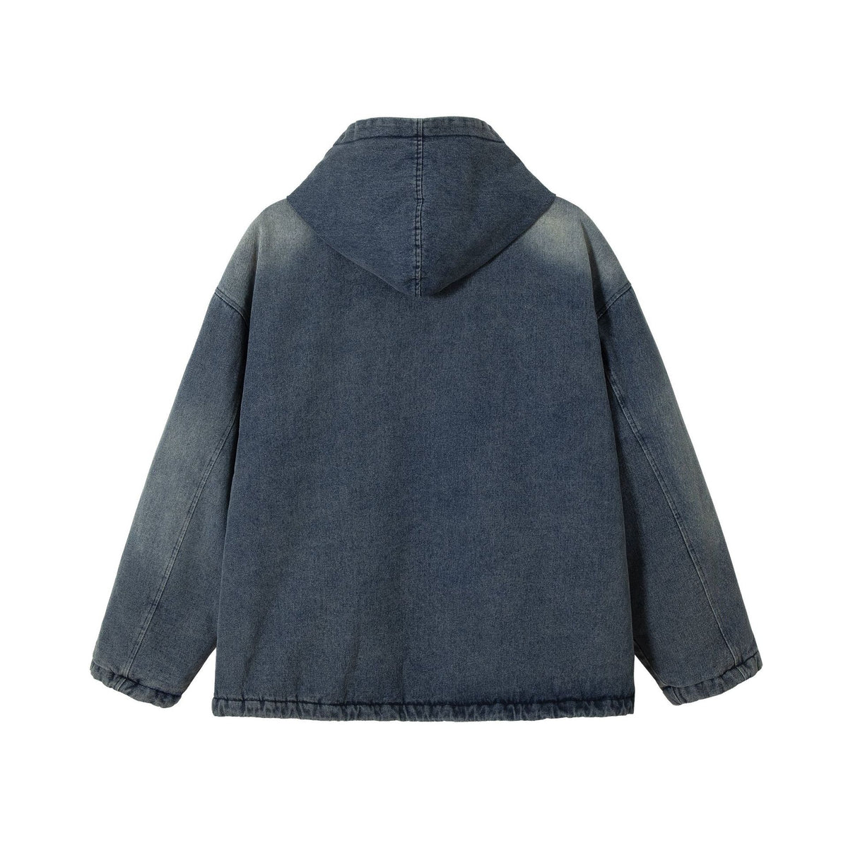 Men's Washed-Denim Hoodie in Oversized Look with Checked Lined Hood EVA-US