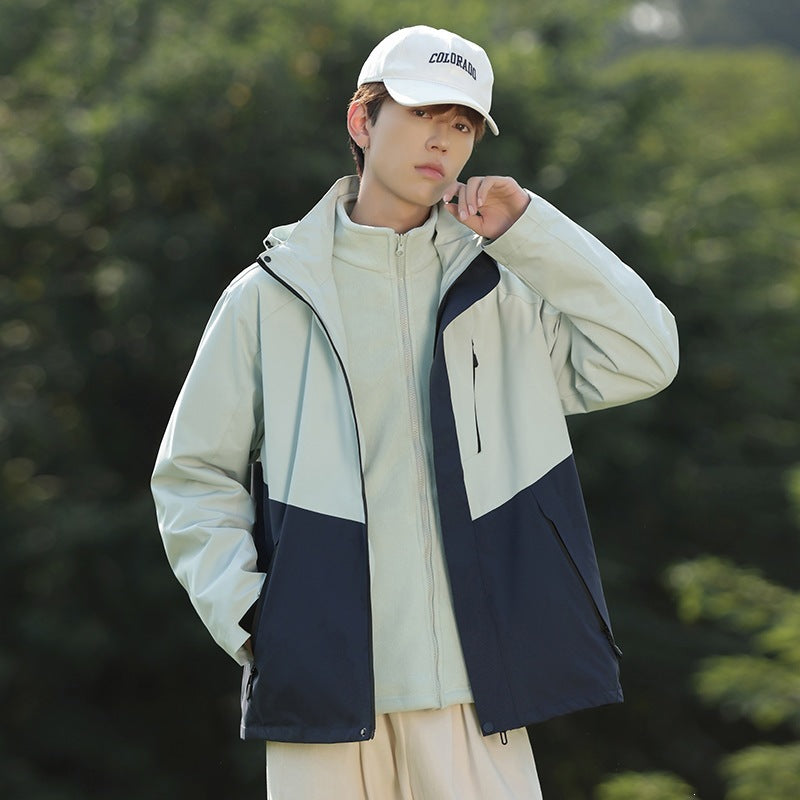 Men's Two-Tone Wind and Water-Repellent Softshell Jacket with Hood EVA-US