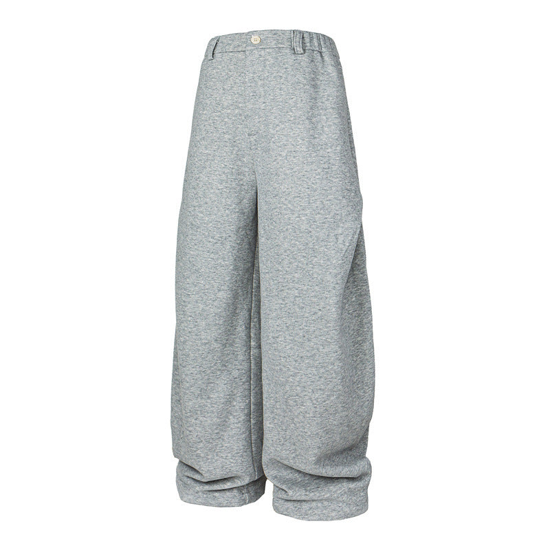 Women Wide High-Waist Jogging Pants made of French Terry with Cuffed Hem