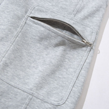 Women Wide Cropped Sweatpants with Drawstring, Cargo Pockets and Zipper Details EVA-US