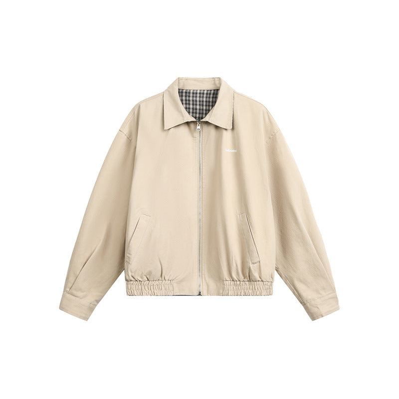 Unisex short jacket in Harrington style with zipper and checkered lining EVA-US