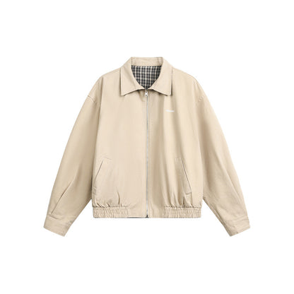 Unisex short jacket in Harrington style with zipper and checkered lining EVA-US