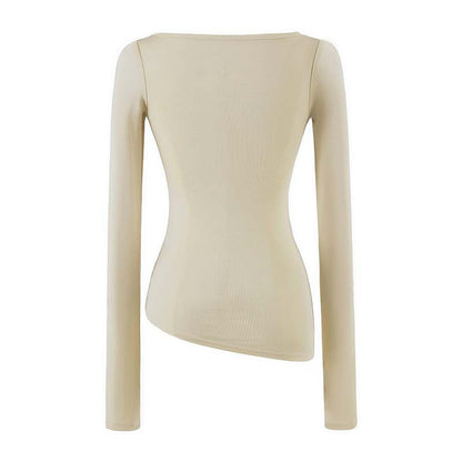 Women Figure-Hugging Midi Dress with Asymmetrical Hem and Panel Design EVA-US