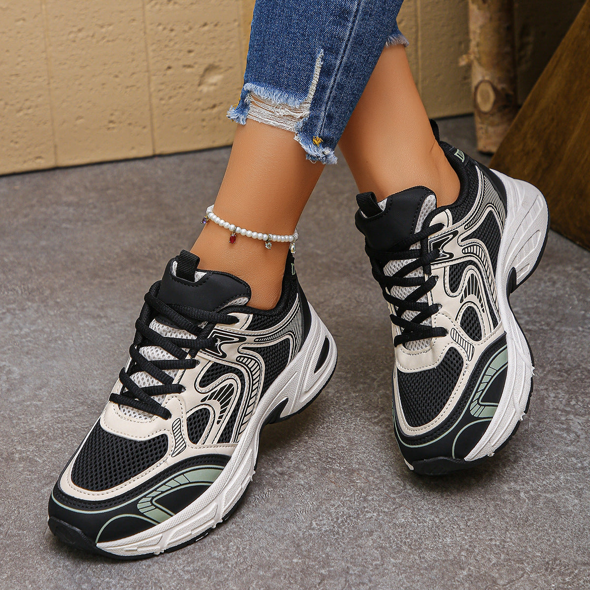 Women Sports Sneakers with Breathable Mesh Design and Cushioning Sole EVA-US