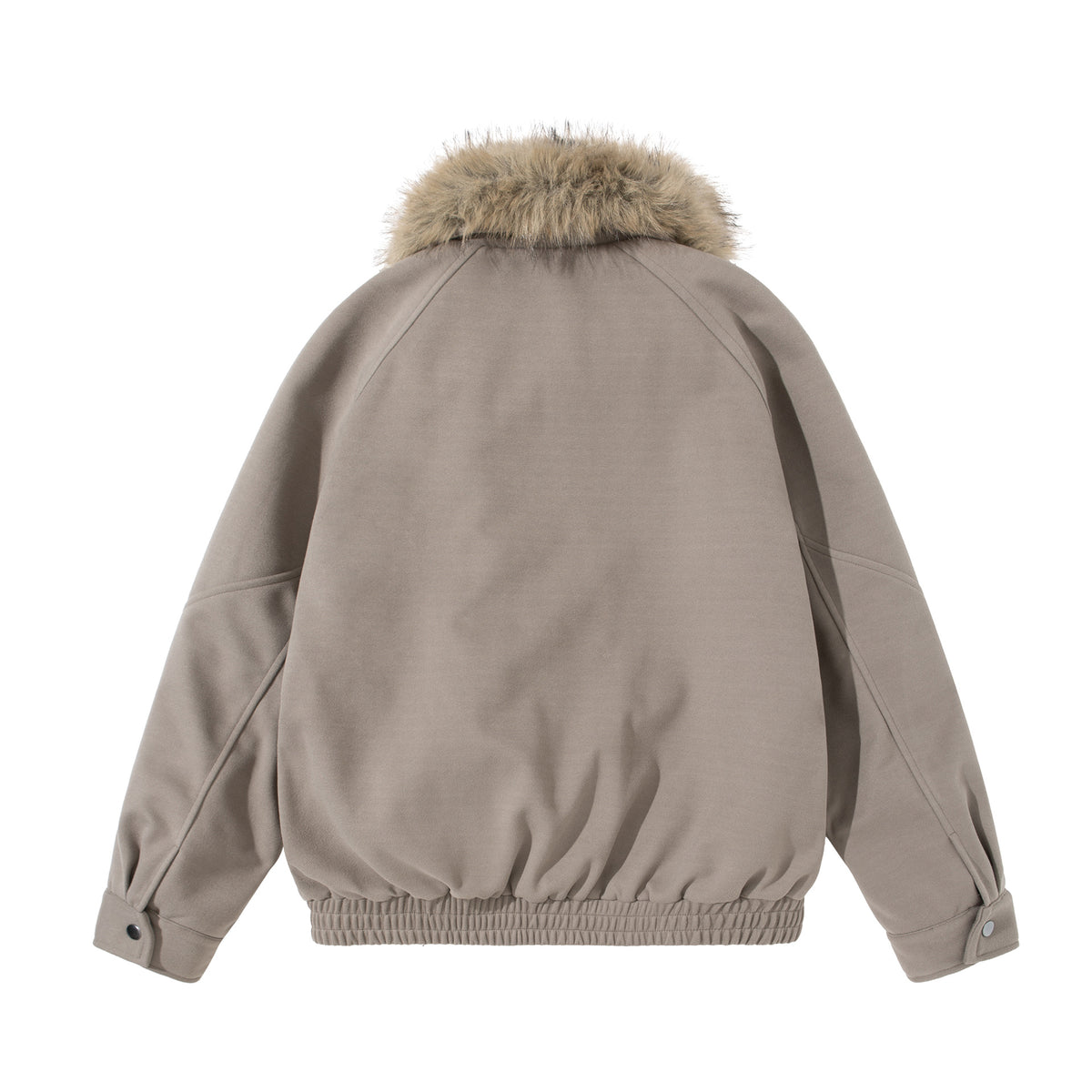 Women's boxy blouson with voluminous faux fur collar and elastic hem