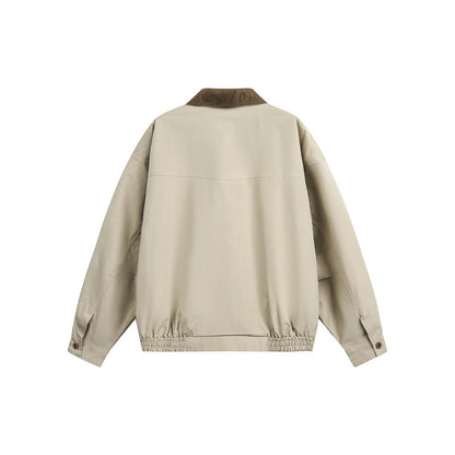 Unisex Casual cut Blouson jacket in field style with cord collar and check inner lining EVA-US