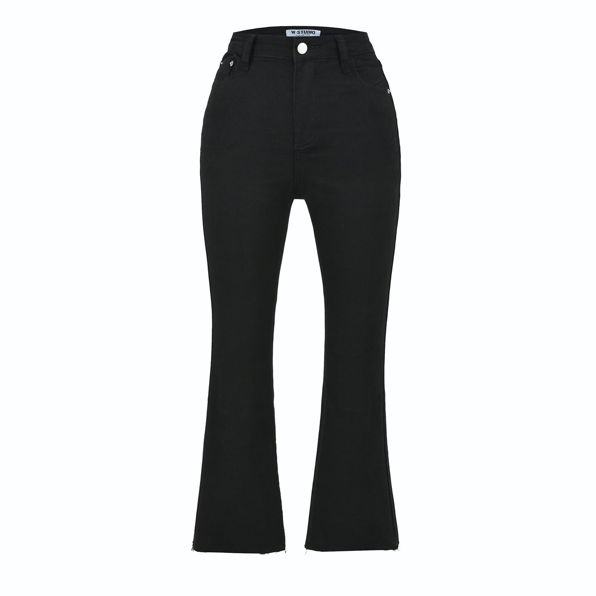 Women's Highwaist Flared Trousers made of Stretch Denim with five pockets and raw hem EVA-US