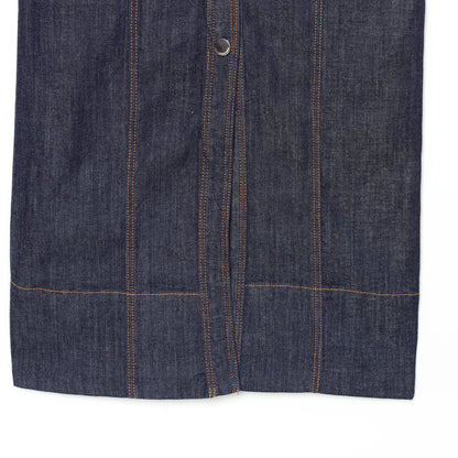 Women's Sleeveless Denim Maxi Dress with Shirt Collar, Tailored Silhouette and Continuous Snap Button Placket EVA-US