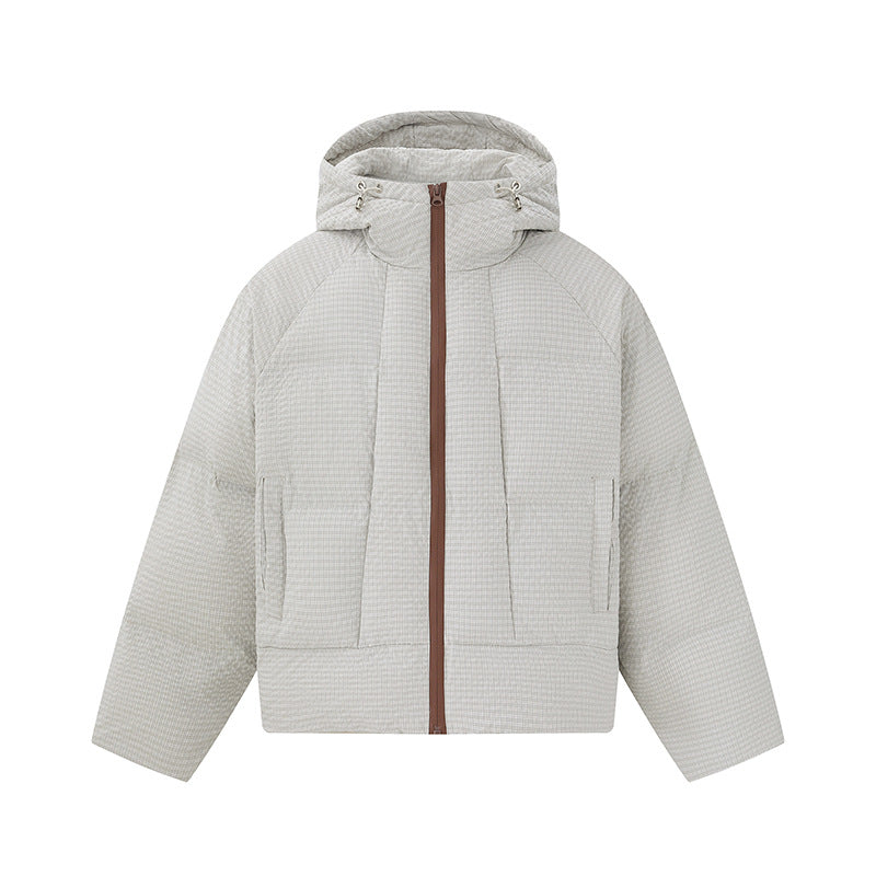 Unisex short-cut padded hoodie with fine check quilting EVA-US