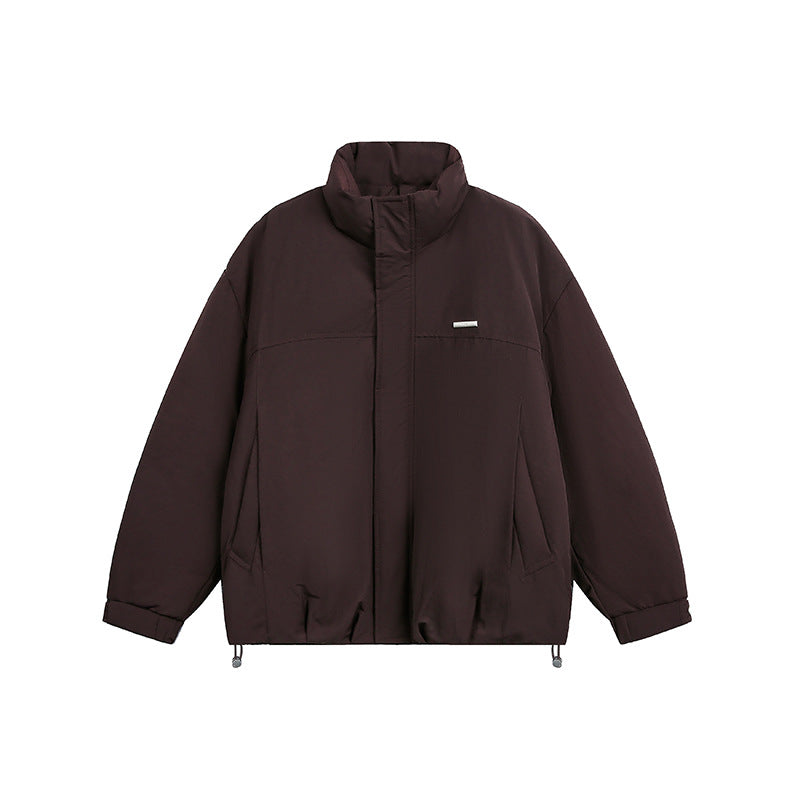 Men's Oversized Quilted Blouson Jacket with Stand-up Collar and Drawstring EVA-US