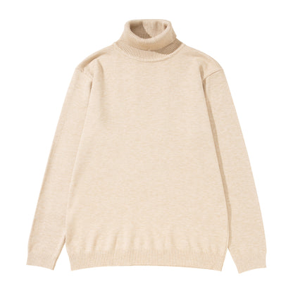 Unisex turtleneck sweater made of fine fine knit with ribbed collar and dropped shoulder EVA-US