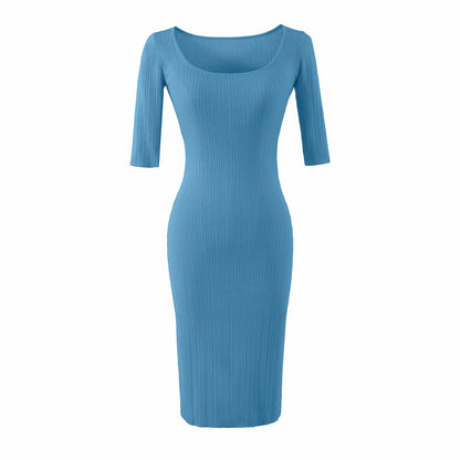 Women Figure-hugging ribbed Midi dress made of stretch knit EVA-US