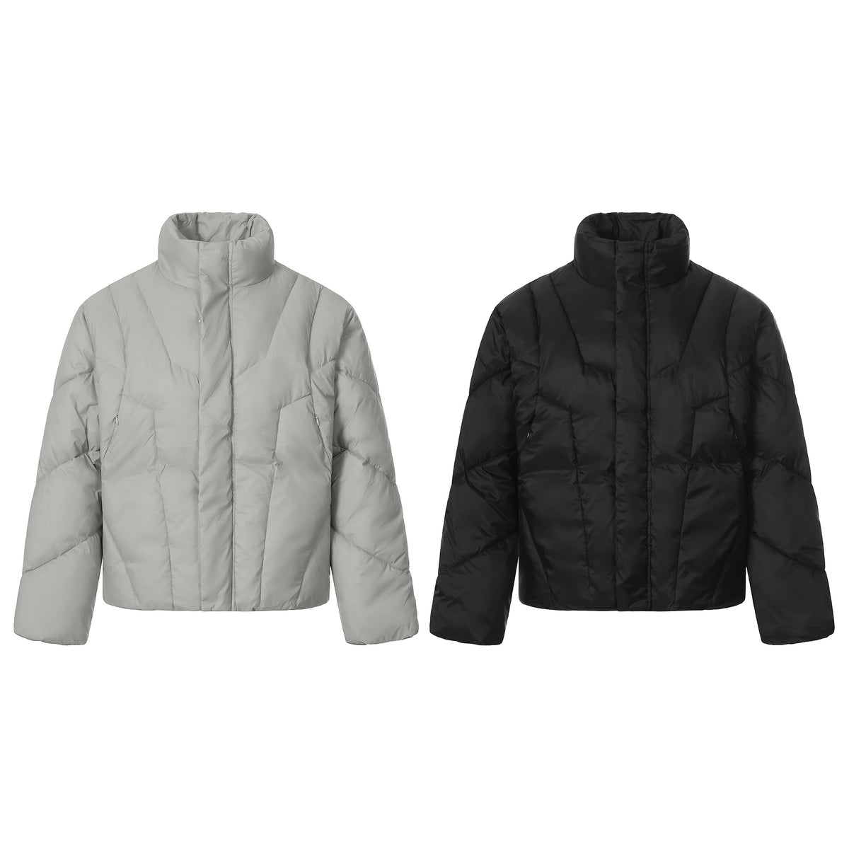 Unisex Short Quilted Insulation Jacket with Warm Funnel Collar EVA-US