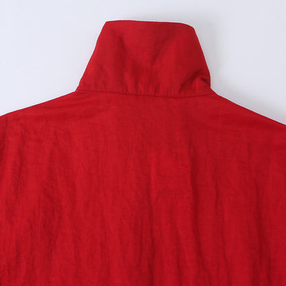 Women's Boxy Transitional Jacket with Stand Collar and Snap Placket EVA-US