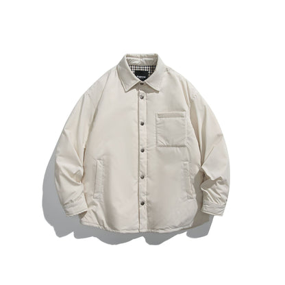 Unisex Padded Coach Jacket with Check Lining and Snap Button Placket EVA-US