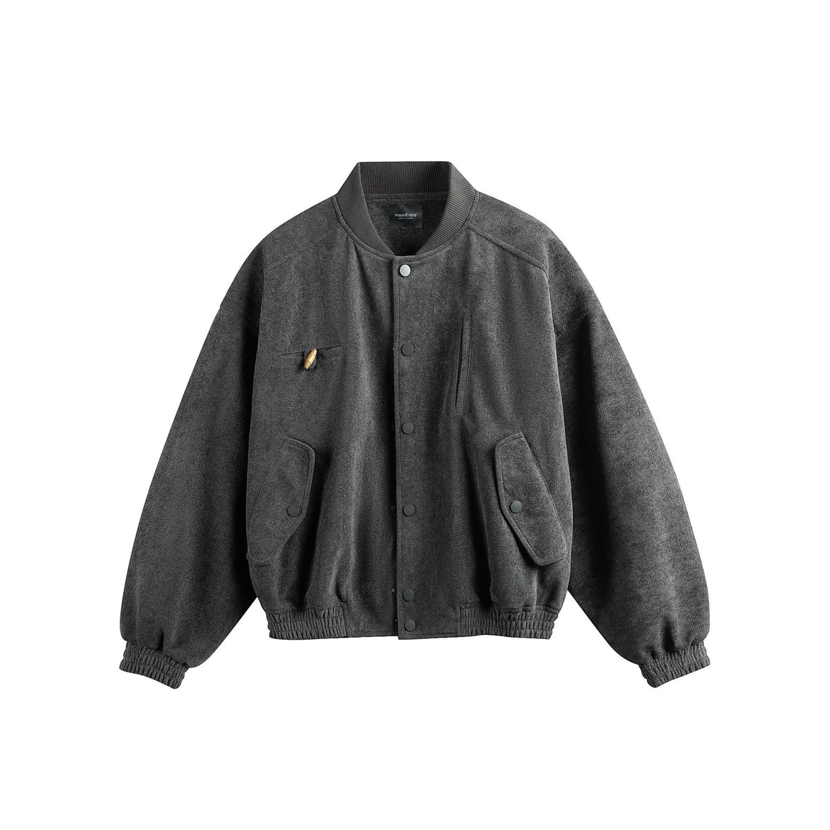 Unisex Boxy-Softsuede-Jacket with snap button placket, patch pockets and ribbed hem EVA-US