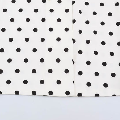 Women Mid-length Coat with Polka Dot Print, Double-breasted and Shawl Collar EVA-US