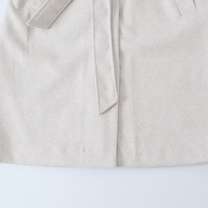 Women's Midi-Length Wool Blend Coat with Shawl Collar and Tie Belt EVA-US