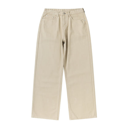Women's Wide Cropped Pants with High Waist, Straight Leg, and Five-Pocket Design EVA-US