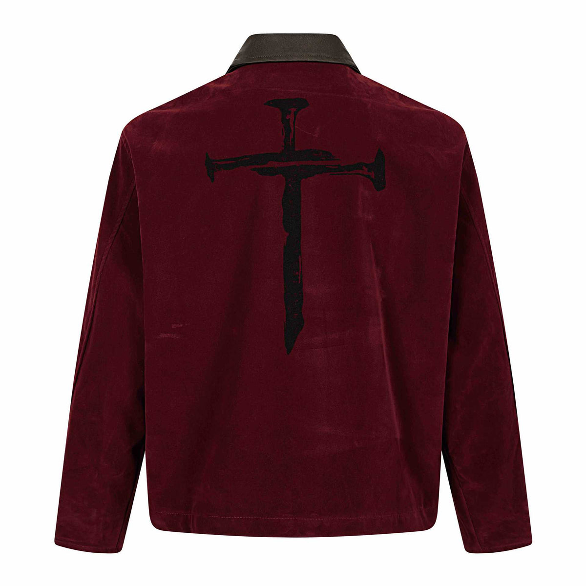 Men's velvet bomber jacket with contrast collar, front zipper and graphic print EVA-US