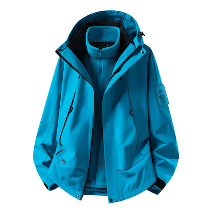 Unisex waterproof two-layer softshell rain jacket with removable fleece lining and hood EVA-US