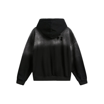 Unisex Oversize Hoodie with Half Zipper, Distressed Details and Kangaroo Pocket EVA-US