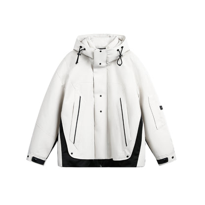 Unisex Technical Padded Winter Parka with High Hood and Multiple Zipper Pockets EVA-US
