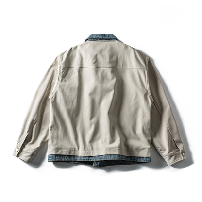 Men's Lightweight Canvas Field Blouson with Contrasting Denim Collar EVA-US