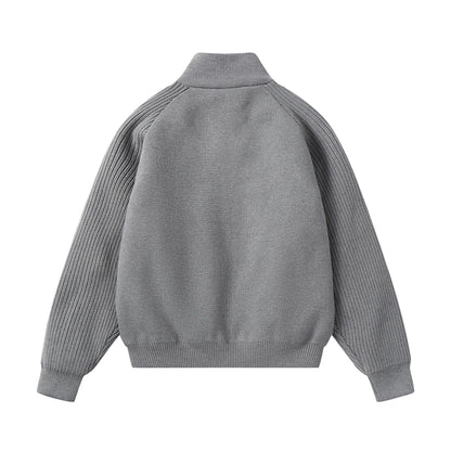 Unisex Knit Zip Jacket with Stand-Up Collar and Ribbed Sleeves EVA-US