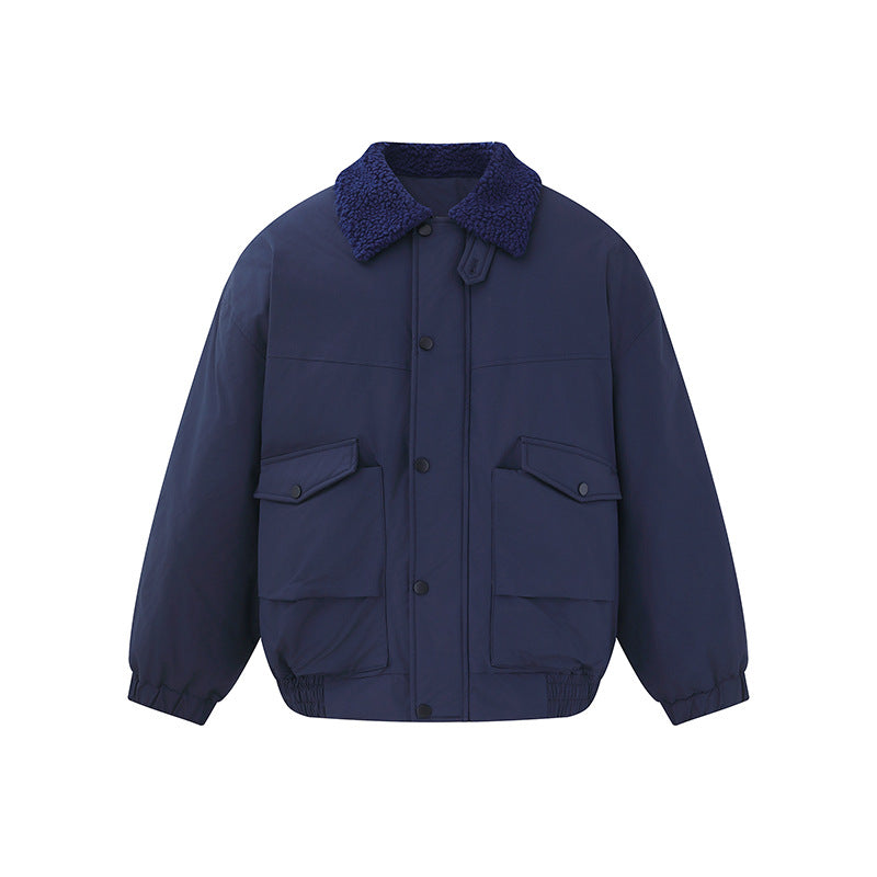 Men's Windproof Boxy Bomber in Workwear Style with Teddy Collar EVA-US