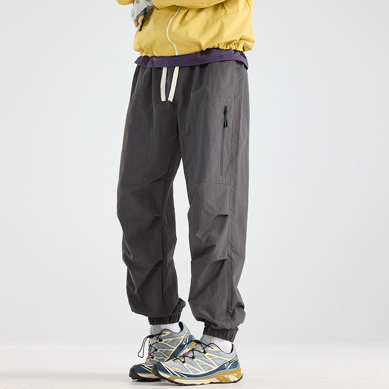 Men's Lightweight Tech Cargo Jog Pants made of Ripstop with Thigh Zipper and Elastic Hem EVA-US