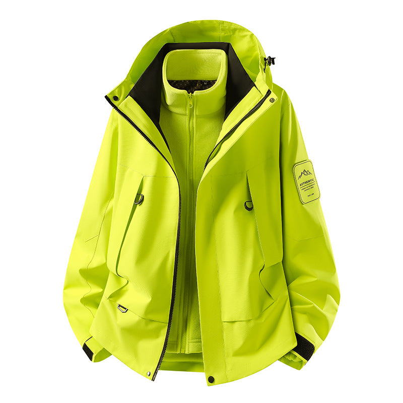 Unisex waterproof two-layer softshell rain jacket with removable fleece lining and hood EVA-US