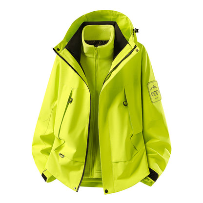 Unisex waterproof two-layer softshell rain jacket with removable fleece lining and hood EVA-US
