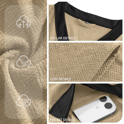Men's lightweight cotton kimono bathrobe with waffle texture and patch pockets EVA-US